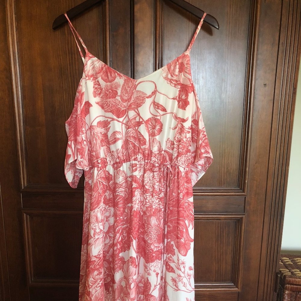Loft Cold Shoulder, Flutter Sleeve Floral Dress